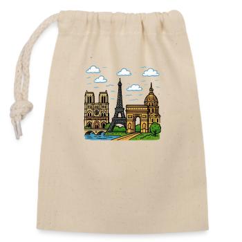 Paris Ville - Sac cadeau en coton avec cordon (14 x 20 cm) - nature - Devant