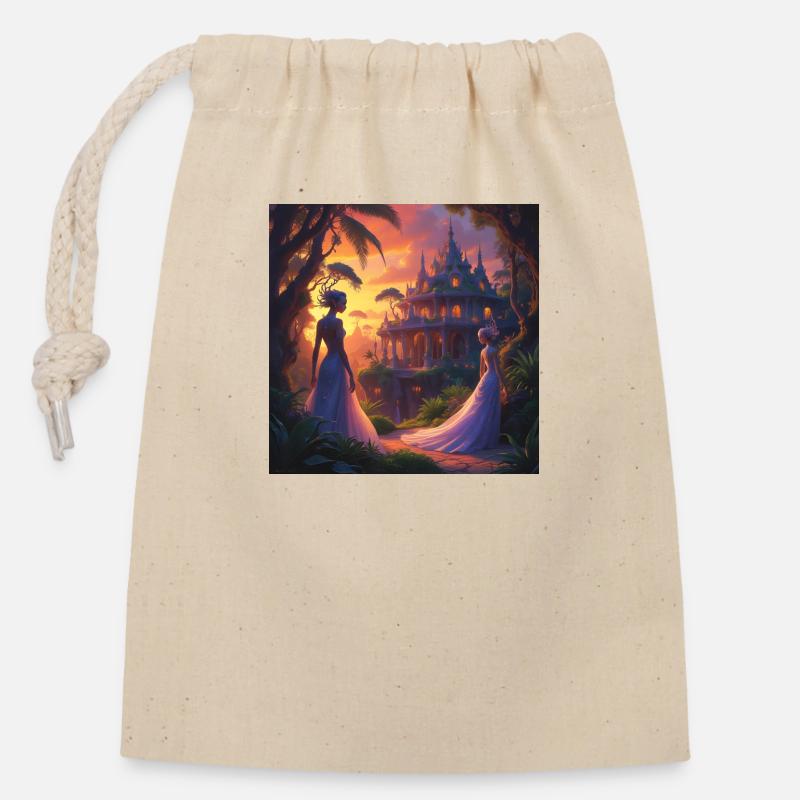 Fantaisie - Sac cadeau en coton avec cordon (14 x 20 cm) - nature