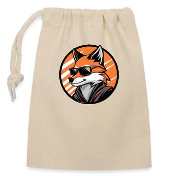 Fox Comic Cool - Closable cotton gift bag (14x20cm) - nature - Front