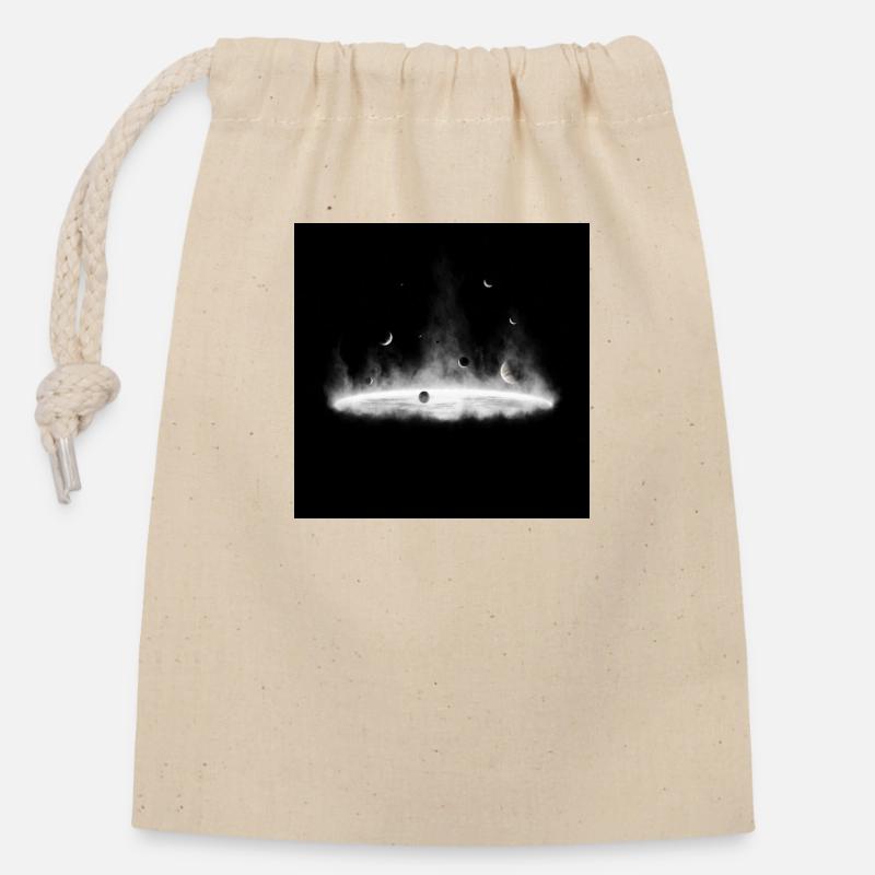 Nébuleuses Feu Silhouette sur Gris Foncé - Sac cadeau en coton avec cordon (14 x 20 cm) - nature
