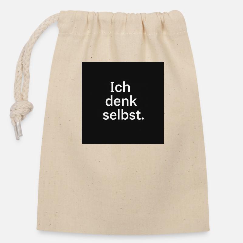 Je pense par moi-même. - Sac cadeau en coton avec cordon (14 x 20 cm) - nature