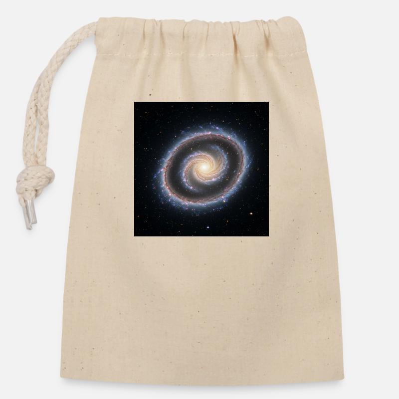 Impression d’art en spirale galaxie - Sac cadeau en coton avec cordon (14 x 20 cm) - nature