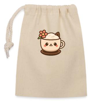 Animaux cappuccino - Sac cadeau en coton avec cordon (14 x 20 cm) - nature - Devant