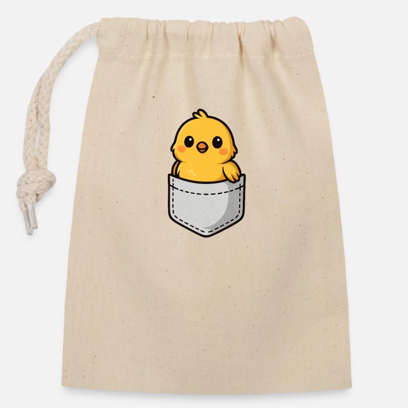 Chicks - Closable cotton gift bag (14x20cm) - nature