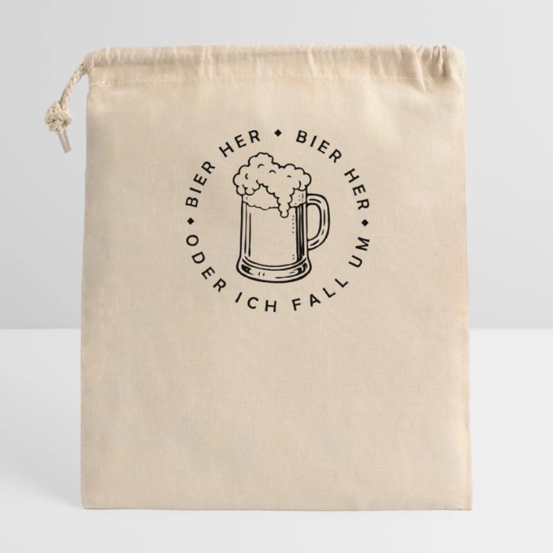 Bees here - Oder ich fall um! Closable cotton gift bag (14x20cm)