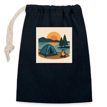 Camping Zelt See - Verschließbarer Geschenkbeutel aus Baumwolle (14x20cm) - Navy - Vorne