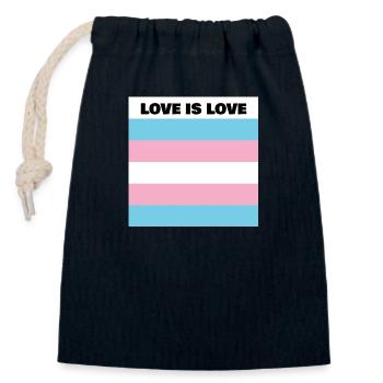 LOVE IS LOVE TRANS Flagge - Verschließbarer Geschenkbeutel aus Baumwolle (14x20cm) - Navy - Vorne