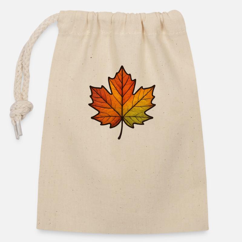 Leaf Autumn Maple Leaf - Closable cotton gift bag (14x20cm) - nature