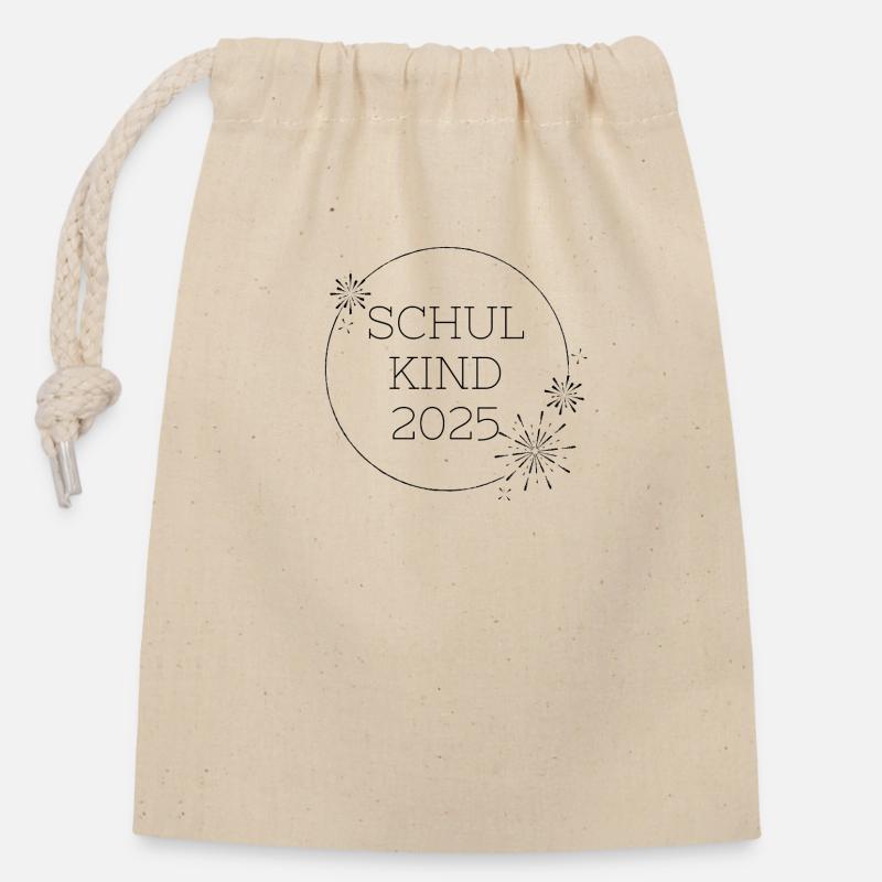 Schulkind 2025 - Verschließbarer Geschenkbeutel aus Baumwolle (14x20cm) - Natur