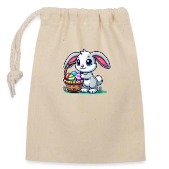 Lapin de Pâques - Sac cadeau en coton avec cordon (14 x 20 cm) - nature - Devant