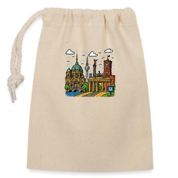 Ville de Berlin - Sac cadeau en coton avec cordon (14 x 20 cm) - nature - Devant