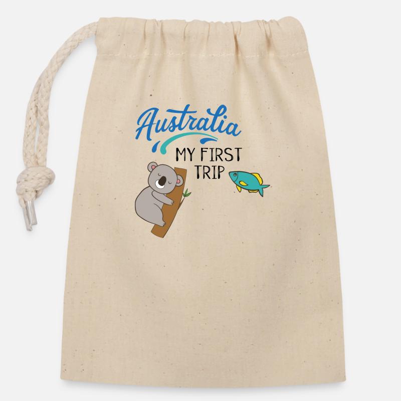 Australia - Closable cotton gift bag (14x20cm) - nature