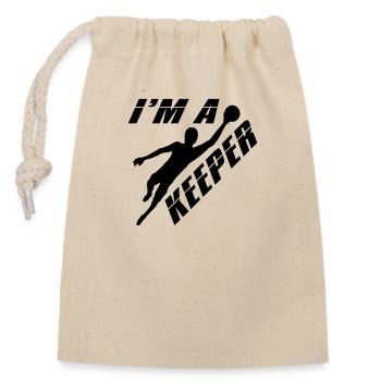 design i am a keeper torwart torhueter halten fuss - Verschließbarer Geschenkbeutel aus Baumwolle (14x20cm) - Natur - Vorne