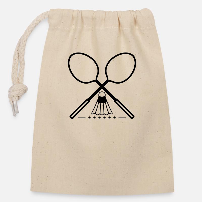 Vector Badminton Sport Design - Closable cotton gift bag (14x20cm) - nature