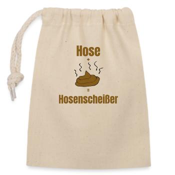 Hose Scheißer Geschenk provokant Hosenscheißer Kot - Verschließbarer Geschenkbeutel aus Baumwolle (14x20cm) - Natur - Vorne