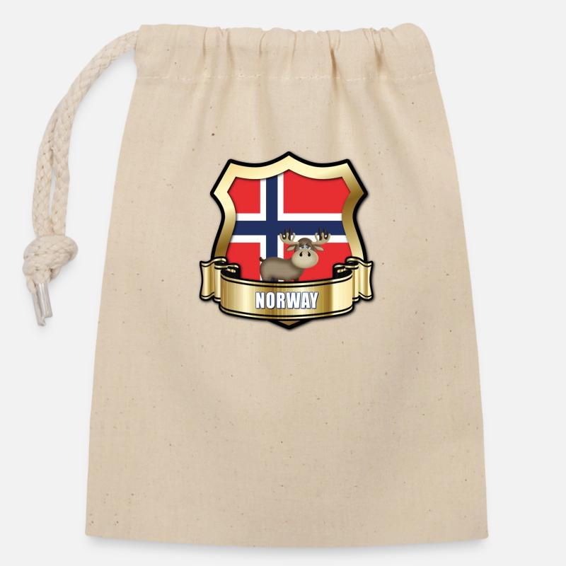 Norwegen - Verschließbarer Geschenkbeutel aus Baumwolle (14x20cm) - Natur