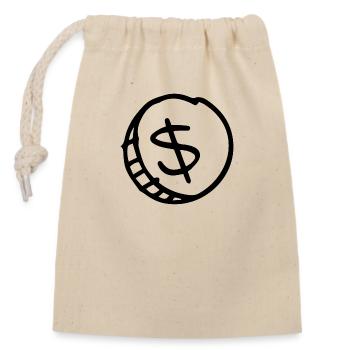 Money horn - Closable cotton gift bag (14x20cm) - nature - Front