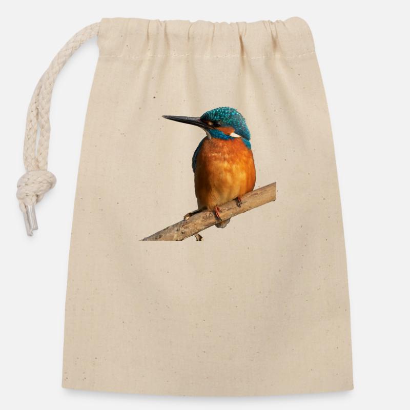 Martin-pêcheur - Sac cadeau en coton avec cordon (14 x 20 cm) - nature