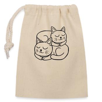 Chats dormant l’un sur l’autre Couple - Sac cadeau en coton avec cordon (14 x 20 cm) - nature - Devant