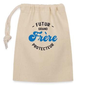 Futur Grand frère Protecteur - Sac cadeau en coton avec cordon (14 x 20 cm) - nature - Devant