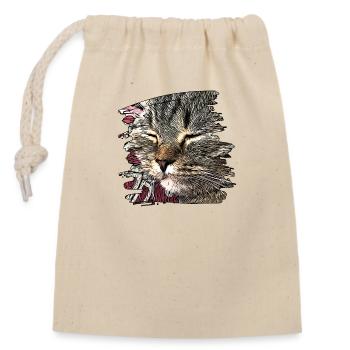 Visage de chat 6 - Sac cadeau en coton avec cordon (14 x 20 cm) - nature - Devant