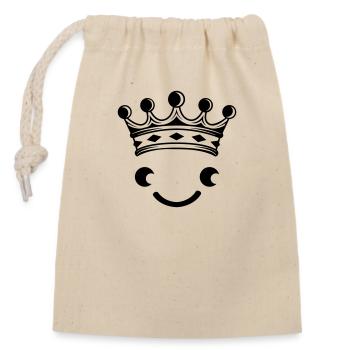 King Face - Closable cotton gift bag (14x20cm) - nature - Front