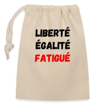 liberté égalité fatigué - Sac cadeau en coton avec cordon (14 x 20 cm) - nature - Devant