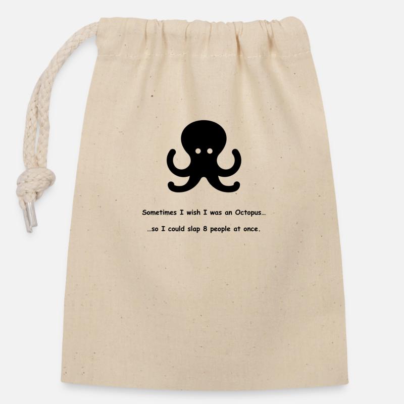 Citation de Octopus - Sac cadeau en coton avec cordon (14 x 20 cm) - nature