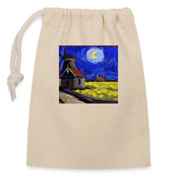 Digitale Kunst eines Van Gough-Gemäldes - Verschließbarer Geschenkbeutel aus Baumwolle (14x20cm) - Natur - Vorne