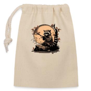 Baka Racoon 5 - Closable cotton gift bag (14x20cm) - nature - Front