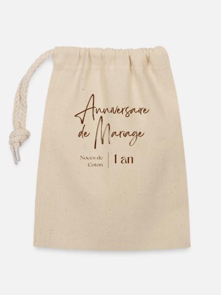 Anniversaire de mariage noce de coton 1 ans - Sac cadeau en coton avec cordon (14 x 20 cm) - nature