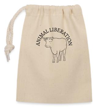 Animal Liberation Kuh - Verschließbarer Geschenkbeutel aus Baumwolle (14x20cm) - Natur - Vorne