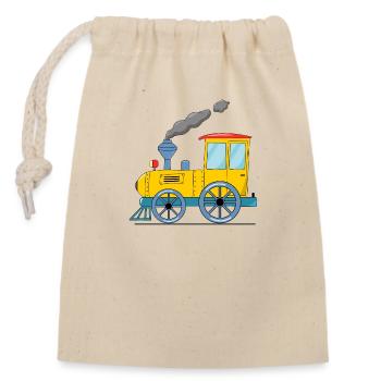 Kinderzug Eisenbahn gelb - Verschließbarer Geschenkbeutel aus Baumwolle (14x20cm) - Natur - Vorne