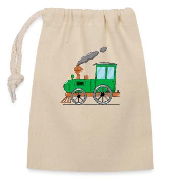 Kinderzug Eisenbahn grün - Verschließbarer Geschenkbeutel aus Baumwolle (14x20cm) - Natur - Vorne