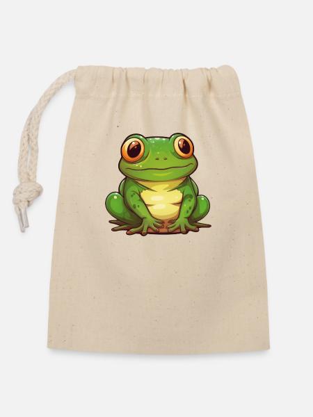 Frosch - Verschließbarer Geschenkbeutel aus Baumwolle (14x20cm) - Natur