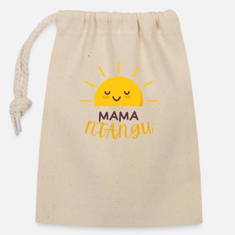 Mama NTANGU - Sac cadeau en coton avec cordon (14 x 20 cm) - nature