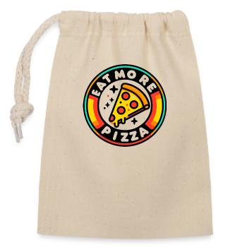 Mangez plus de pizza - Sac cadeau en coton avec cordon (14 x 20 cm) - nature - Devant