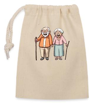Two seniors of retirement age - Closable cotton gift bag (14x20cm) - nature - Front