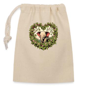 Éléphant - Sac cadeau en coton avec cordon (14 x 20 cm) - nature - Devant