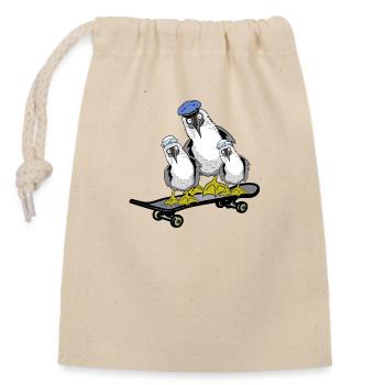 Nordic Seagulls Skater Skateboard Sailors Skate - Closable cotton gift bag (14x20cm) - nature - Front