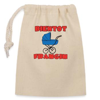 BIENTOT FRANGIN - Sac cadeau en coton avec cordon (14 x 20 cm) - nature - Devant