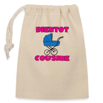 SOON TO BE A COUSIN - Closable cotton gift bag (14x20cm) - nature - Front