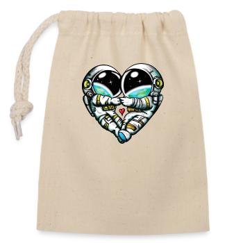 Amour de l’espace - Sac cadeau en coton avec cordon (14 x 20 cm) - nature - Devant