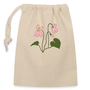 veilchen rosa - Verschließbarer Geschenkbeutel aus Baumwolle (14x20cm) - Natur - Vorne