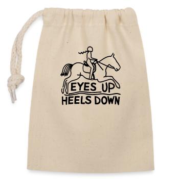 Les yeux vers le haut, les talons vers le bas - Sac cadeau en coton avec cordon (14 x 20 cm) - nature - Devant