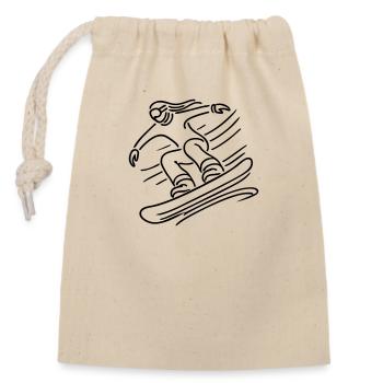 Snowboarder Snowboard - Sac cadeau en coton avec cordon (14 x 20 cm) - nature - Devant