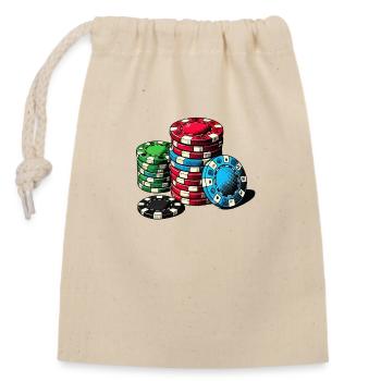Poker - Closable cotton gift bag (14x20cm) - nature - Front