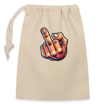 Middle finger - Closable cotton gift bag (14x20cm) - nature - Front
