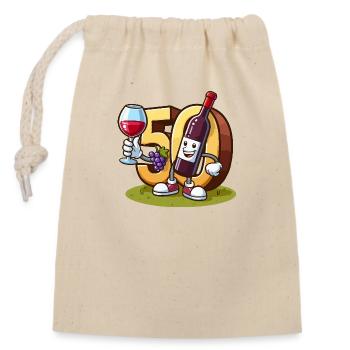 50 years of wine - Closable cotton gift bag (14x20cm) - nature - Front