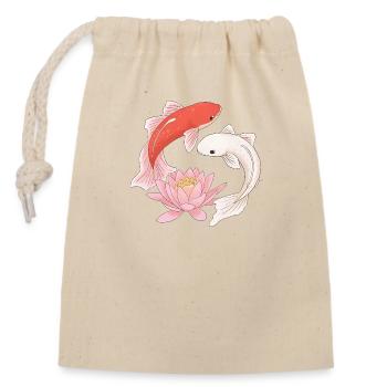Koi Fish & Lotus – Zen, Bonheur & Harmonie - Sac cadeau en coton avec cordon (14 x 20 cm) - nature - Devant